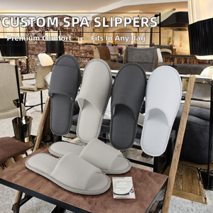 Chaussons de spa OUSDDIN personnalisés de luxe en tissu 100 % coton, jetables, avec logo sur mesure, format voyage pour équipements hôteliers - Product Image 2