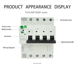 Disjoncteur intelligent TUYA 2P 63A avec contrôle à distance par application mobile, protection contre les fuites WIFI pour maison connectée, 6kA 400V - Product Image 1