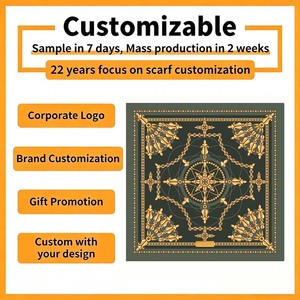 70x70cm Ornate Baroque Chain Print Polyester Satin <b>Square</b> <b>Scarf</b> Luxury Compass Motif Neck <b>Scarves</b> for Women - Product Image 5