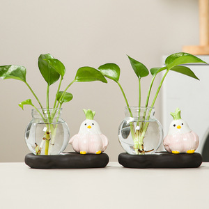 Jarrón Hidropónico de Cerámica con Forma de Pájaro y Planta Pothos, Decoración Moderna y Minimalista para Mesa de Oficina, Escritorio, Hogar, Regalo - Product Image 1