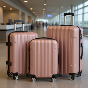 D0100HPU05U Juego de Maletas de Viaje 3 en 1, Color Oro Rosa, ABS, Gran Capacidad, con Cierre, Candado y 4 Ruedas, Unisex - Product Image 2