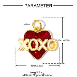 F195 Dijes de Pareja de San Valentín, Colgantes de Corazón Yin Yang en Forma de Sobre de Latón Bañado en Oro para Suministros de Manualidades - Product Image 6