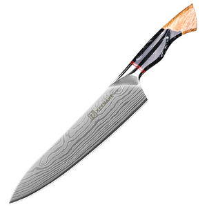 KEEMAKE-Cuchillo de chef de acero inoxidable de 8 pulgadas, diseño de Damasco, cocina japonesa, cuchillo para cortar carne y verduras con mango de resina - Product Image 1