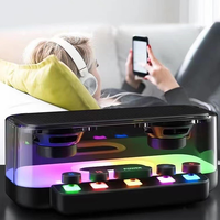 Haut-parleur BT portable en forme de piano double haut-parleur sans fil transparent portable avec clavier HiFi 2.0 stéréo rvb rétro-éclairé
