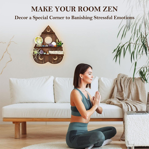 Crystal Storage Wall <strong>Shelf</strong> Display for Stone Vintage Pagan Crystal Holder Art Decor <strong>with</strong> Light Boho Organizer Wooden <strong>Shelf</strong> - Product Image 6