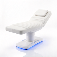 Nouveau design de mobilier de salon de beauté, table de massage électrique pour cils entièrement blanche à 3 moteurs, lit cosmétique avec commande au pied et éclairage