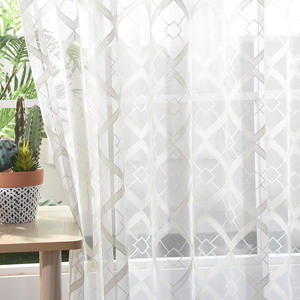 Rideau de séparation en tissu pur, décoration Simple et moderne de style nordique, en treillis, pour <span class=keywords><strong>baie</strong></span> <span class=keywords><strong>vitrée</strong></span>, balcon, fenêtre sauvage, pur - Product Image 5