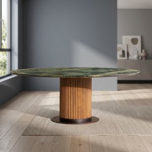 Gran mesa de comedor de mármol verde, muebles de madera de mármol blanco de lujo modernos para el hogar, apartamento, Villa, cocina o uso en Hotel - Product Image 3