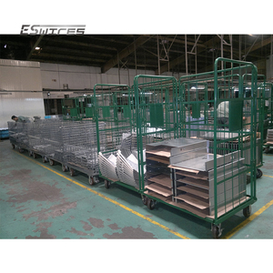 पाउडर लेपित फोल्डेबल गोदाम भंडारण धातु स्टील जाल तार रोल पिंजरे ट्रॉली - Product Image 3