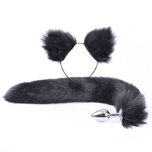 Butt plug tail Fox tail <span class=keywords><strong>anal</strong></span> Plus set para parejas coqueteo Cosplay Animal Fox Tail Ears Set Sin vibrador Metal Silicona <span class=keywords><strong>Anal</strong></span> Plug - Product Image 6