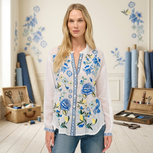 Printed Cotton Women's Shirt <b>Dress</b> with <b>Ruffles</b> Casual Breathable Design - Product Image 4