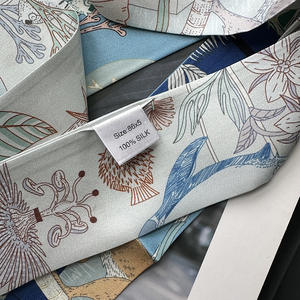 Sciarpa da Joker stampata con nastro di seta all'ingrosso da 86*5cm paradiso 100% con bordo gelso <span class=keywords><strong>Vintage</strong></span> stile estivo piccola sciarpa lunga stretta - Product Image 3