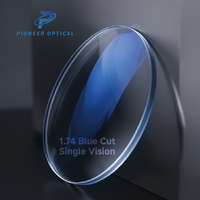 Verres de lunettes Pioneer Optical 1.56 1.60 1.67 1.74 HMC anti-lumière bleue, verres de lunettes en résine à vision simple anti-lumière bleue UV420