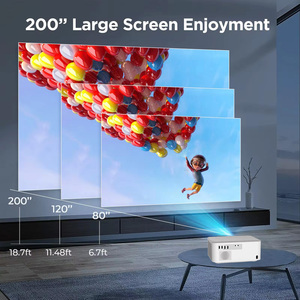 โปรเจคเตอร์ LED LCD สำหรับโรงงาน 450 ANSI ลูเมนส์ 4K Android 9 สมาร์ทไร้สาย WiFi สเตอริโอ พกพาสะดวก ฉายภาพขนาดใหญ่ H80 สมาร์ททีวี P - Product Image 3