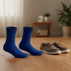 Chaussettes en coton bleu royal pour femmes, taille 5-10, lot de 3 paires, adaptées aux chaussures, usage quotidien - Product Image 2
