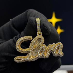 Colgante Personalizado con Nombre Lara, Totalmente Cubierto de Diamantes de Imitación, Estilo Hiphop, Chapado en Oro de 18K, Letra Cursiva para Hombre y Mujer - Product Image 4