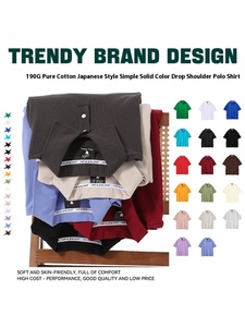 Hợp Thời Trang Thương Hiệu Màu Rắn Giảm Vai Dệt Kim 190G Chải Kỹ Cotton Ve Áo Sơ Mi Nam Cổ Điển Thân Thiện Với Môi In Thể Thao Lỏng Lẻo - Product Image 2