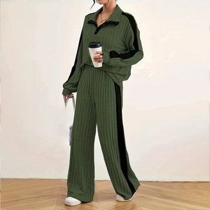 Costume de loisirs femme automne 2025 nouveau design haut de gamme à capuche pantalon large ensemble deux pièces - Product Image 4