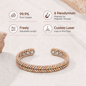 Bracciali Magnetici alla Moda Multicolore in Rame Puro 99,99% per Artrite, Bracciali Magnetici Intrecciati Personalizzati Regolabili - Product Image 2