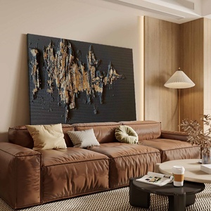 Grande toile d'art murale, décoration intérieure, toile d'art noire et dorée de luxe à vendre, peinture artisanale, décoration murale pour la maison - Product Image 5