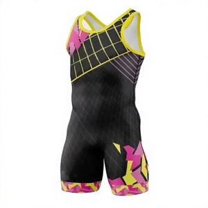 Sublimatie bedrukte worsteltrui voor heren, gekruiste hals, geometrische print, vochtregulerend, aansluitende tanktop, geschikt voor alle seizoenen - Product Image 1