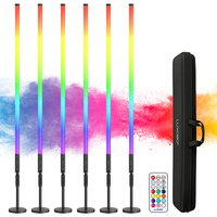 Pack de 6 tubes lumineux LED RGB 4 pieds rechargeables, activés par le son, IP54, pour DJ, bar, scène, fête, mariage, sans fil, colorés
