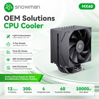 SNOWMAN MX60 – Refroidisseur d'air CPU noir sans éclairage, économique, 6 caloducs en cuivre, ventilateur silencieux 10 cm, dissipation thermique efficace pour Intel AMD