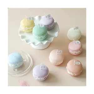 Bougie Macaron parfumée multicolore, artisanat, décoration de la maison, cadeau de fête d'anniversaire ou de mariage