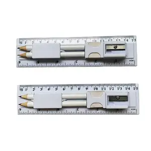 15 cm Set Ruler 3-in-1 Straight Ruler Pencil Rubber Pencil Ruler