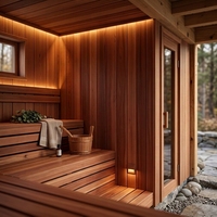Panneau mural de sauna en cèdre rouge, rainuré et langueté, en bois massif extra épais pour cabine de sauna