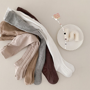 Enfants solide coton collants anti-boulochage printemps automne filles leggings coton peigné chanvre chaussettes bébé leggings - Product Image 1