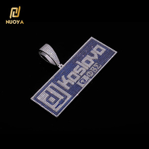 Joyería <span class=keywords><strong>de</strong></span> Lujo NUOYA, Colgante <span class=keywords><strong>de</strong></span> Plata 925 <span class=keywords><strong>con</strong></span> <span class=keywords><strong>Nombre</strong></span> Personalizado, Incrustado <span class=keywords><strong>con</strong></span> Circonitas Azules y Blancas, Estilo Hip Hop, Regalo para Hombres y Mujeres - Product Image 3