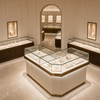 Maßgefertigte GZowin Schmuck-Vitrine LED-Beleuchtung Glasvitrine Edelstahlrahmen Umweltfreundlich Langlebig Wasserdicht Hochwertig