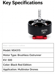 Moteur sans balais NS4315 500KV édition noire et rouge pour drones multirotors - Product Image 6
