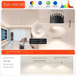 Spot encastré moderne en aluminium noir à haute efficacité, anti-éblouissement profond, fixe, intelligent, à intensité variable, LED 90 CRI 4100K - Product Image 3