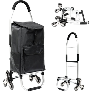 Carritos de Compras Plegables de Aluminio Cromado con Tres Ruedas para Subir Escaleras - Product Image 1