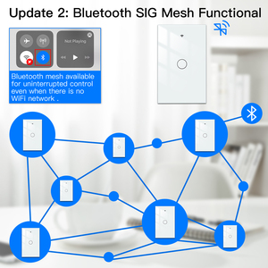 Bluetooth tường cảm ứng thông minh chuyển đổi ánh sáng không dây cuộc sống thông minh/tuya 2/3 cách muilti-điều khiển Hiệp hội Bluetooth sigmesh - Product Image 3