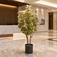 Künstlicher Polyscias Balfouriana Baum, Künstliche Grüne Aralia-Pflanze im Topf für Heim, Büro, Hotel, Innenlandschaftsgestaltung und Dekoration