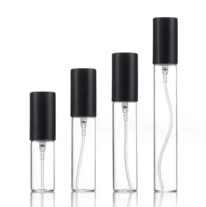 Eco Friendly Empty Small Oil Cosmetic Sample Bottle 3ml 5ml 10ml Glass Tube Vial Perfume Bottle With Metal Spray