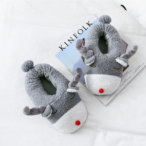 Toboggans d'intérieur animaux mignons personnalisés pour dames pantoufles ours en peluche doux avec fourrure pour l'hiver maison chambre à coucher - Product Image 4