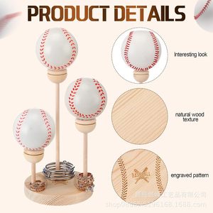 Wooden multi-tiered baseball <b>shelf</b>, <b>desktop</b> baseball and golf ball holder, ring and jewelry rack, ball base rack - Product Image 4