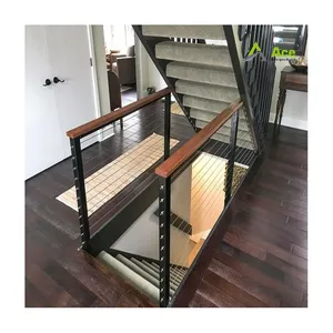 Balustrade d'escalier en fil d'acier inoxydable de Style américain pour rampe d'escalier