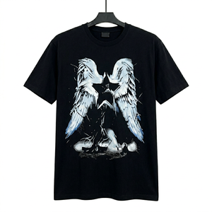 เสื้อยืดแขนสั้นผู้ชาย ผ้าฝ้าย/ใยไผ่ ถักลายสตาร์ 1.1 พิมพ์ลายหลวมๆ สไตล์วินเทจ แบรนด์ดีไซเนอร์ น้ำหนัก 300 กรัม - Product Image 1