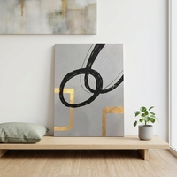 Peinture à l'huile 3D moderne à texture épaisse, peinte à la main, avec feuille d'or noir, art abstrait sur toile, tableau mural pour la décoration du salon