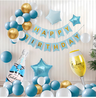 Bannière Joyeux Anniversaire Garçon Noir et Or, Fournitures de Décoration pour Fête d'Anniversaire de Petit Ami