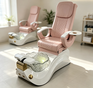 Fauteuil de pédicure électrique de luxe avec cuvette en verre, fauteuil de pédicure spa inclinable en cuir PU, fauteuil de massage pour les pieds - Product Image 1