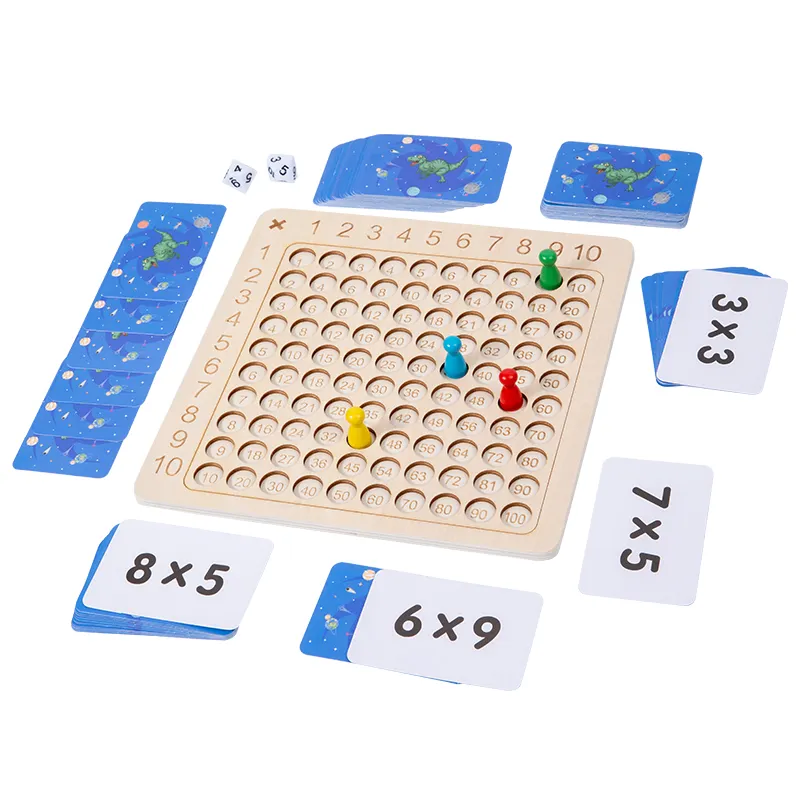 2024 New Wholesale Educational Montessori Holz Mathe Multi pli kation Training Board Kinder Mathe Spielzeug