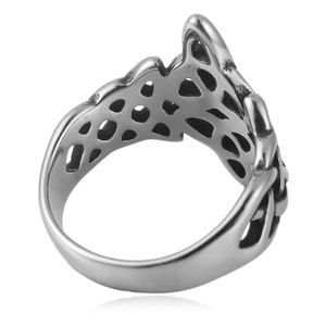 Men's Titanium Steel Hollow Flower <b>Ring</b> Geometric Punk Style Silver Color Gift Jewelry 24056 - Product Image 2