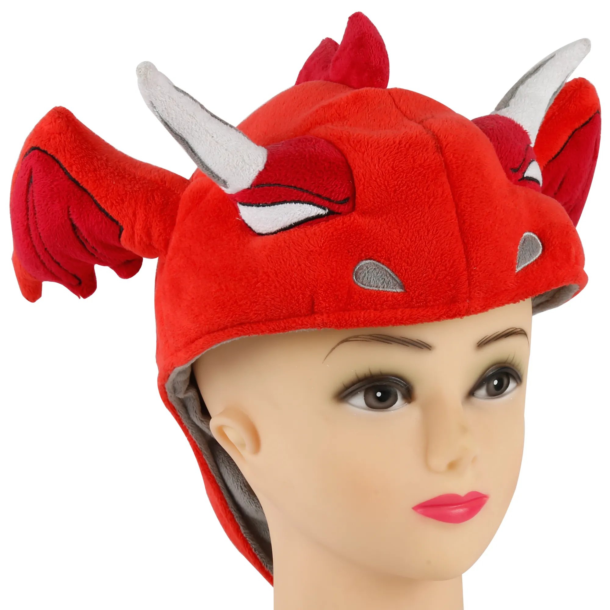 BSCI Factory Custom Costume Hats Red Plush Fire Dragon Hat