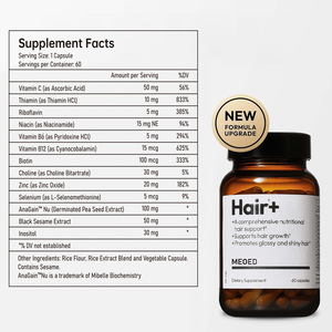 Hair + Suplemento nutricional integral para el crecimiento del cabello con vitaminas del complejo B y extractos naturales - Product Image 3